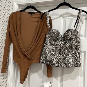 Bundle of 2 Pieces. Animal print corset and body suit.